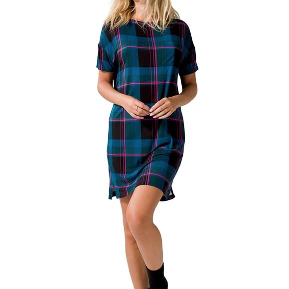 Soma Cool Nights Modern Sleep Night Shirt PJ Gown Plaid Green Size Medium - $46 - Picture 1 of 9